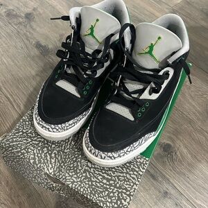 Jordan Black and Green Athletic Shoes